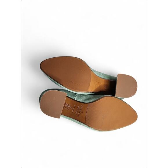 NIB Sezane Alice High Heels Suede Block Heel Pump Green EU 37 /US 6 - Picture 7 of 11